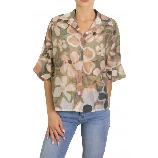 Camicia fantasia floreale manica corta